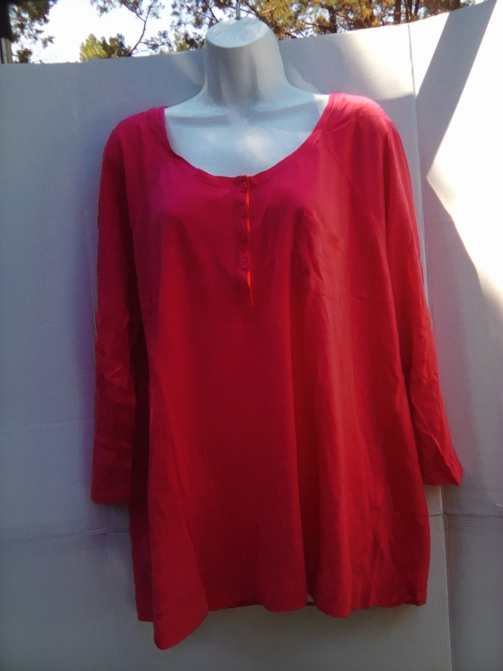 Pink Women's 3/4 Long-Sleeve Scoop Neck Tunic